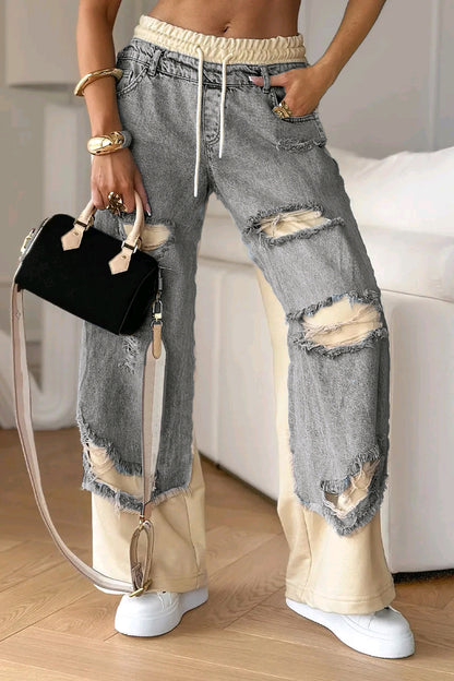 Fashion Ins European And American Street Stitching Pants