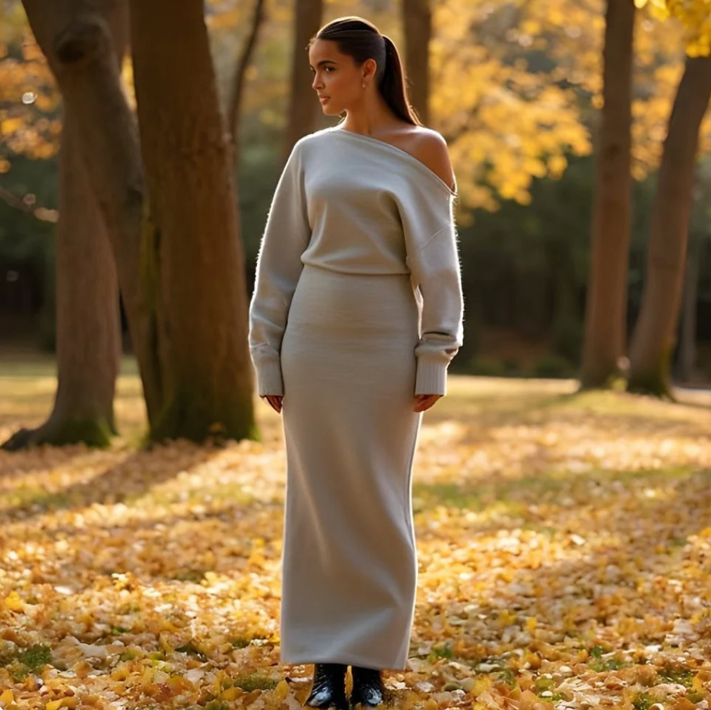 BELEURA™ Drop-Shoulder Sweater Dress